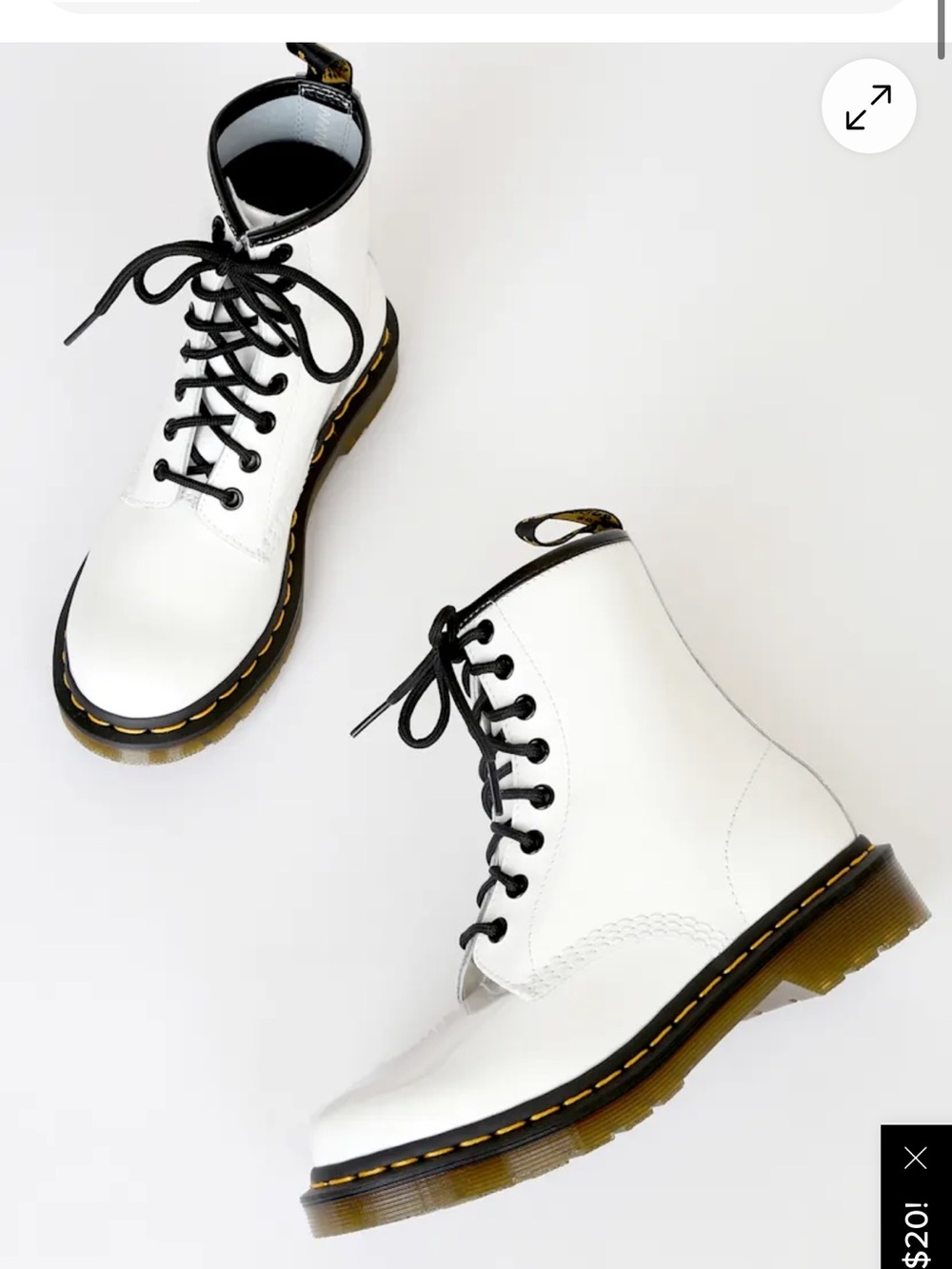 Dr. Martens 1460 W White Patent Lamper Leather 8-Eye Boots Size 8